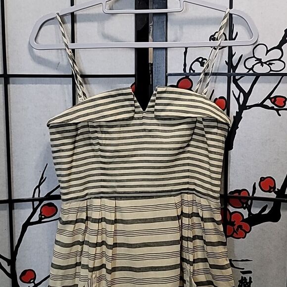 Maeve Strapless Dress with Black and Cream Stripes - Picture 3 of 9